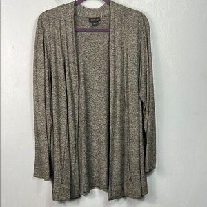 J. Jill Wearever Collection Gray Black Marled Open Front Cardigan Sweater XL